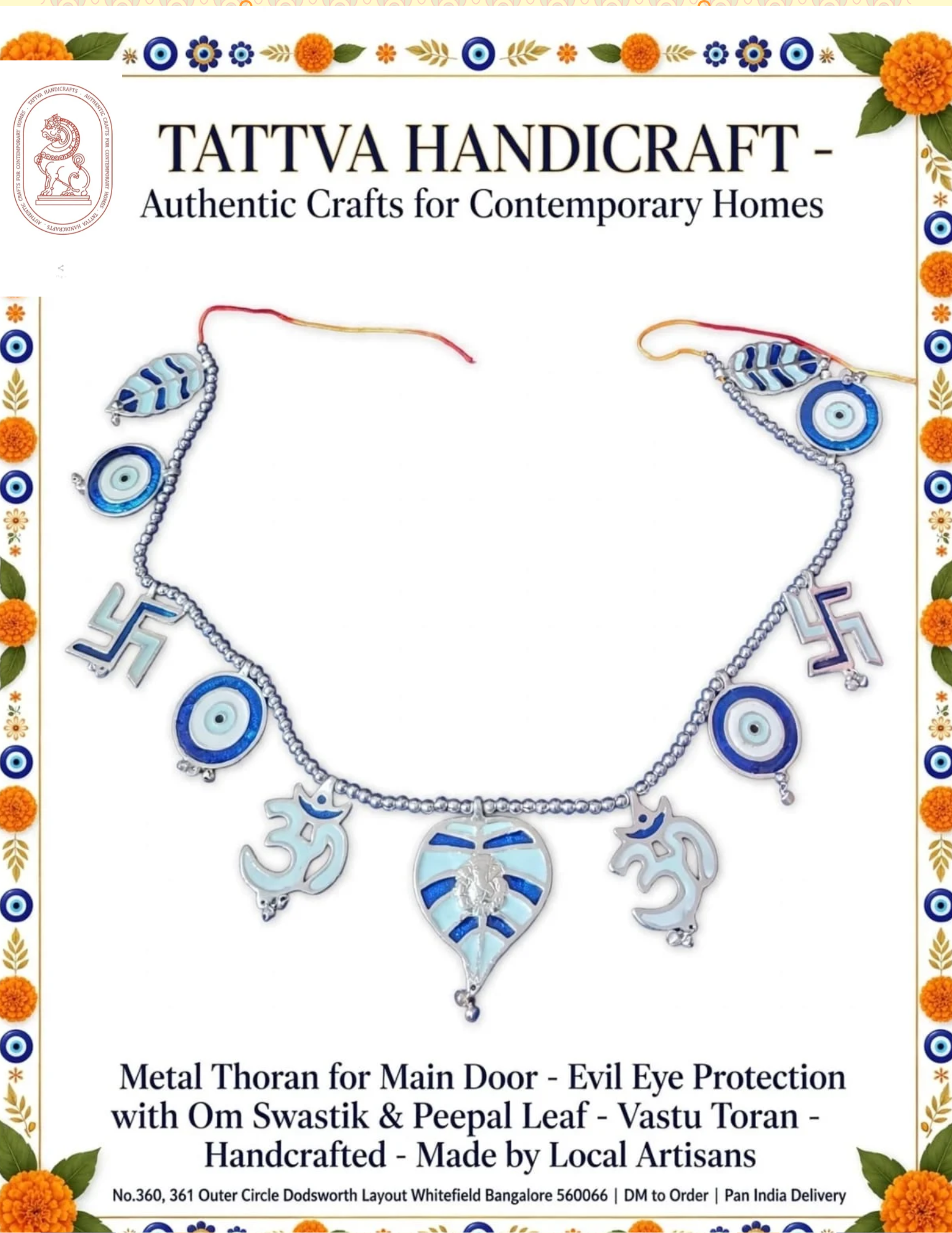 Silver Plated Evil Eye Toran Door Hanging